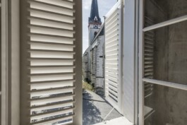 Sicht aus dem Pfarrhof in Ottensheim in Oberösterreich renoviert von Architekt Stummer 