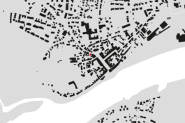 Schwarzplan von Ottensheim in Oberösterreich mit markiertem Standort von Architekt Stummer 