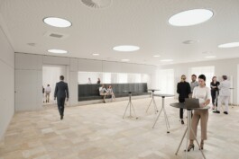 Rendering von der Neugestaltung des Foyers zur Galerie des Landtagssitzungssaales in Linz entworfen von Architekt Stummer 
