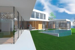 Rendering von einer Villa in Oberösterreich entworfen von Architekt Stummer mit Sitz in Ottensheim in Oberösterreich 