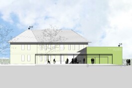 Aufriss vom Gemeindeamt mit Gemeindesaal in Hinzenbach