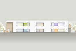 Aufriss vom Neubau der Kinderbetreuungseinrichtung Altenfelden/Neufelden entworfen von Architekt Stummer 
