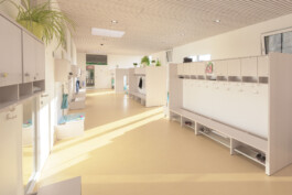 Garderobe von einem Kindergarten 