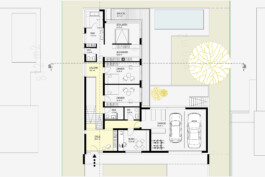 Grundriss von einem Einfamilienhaus mit Garage 